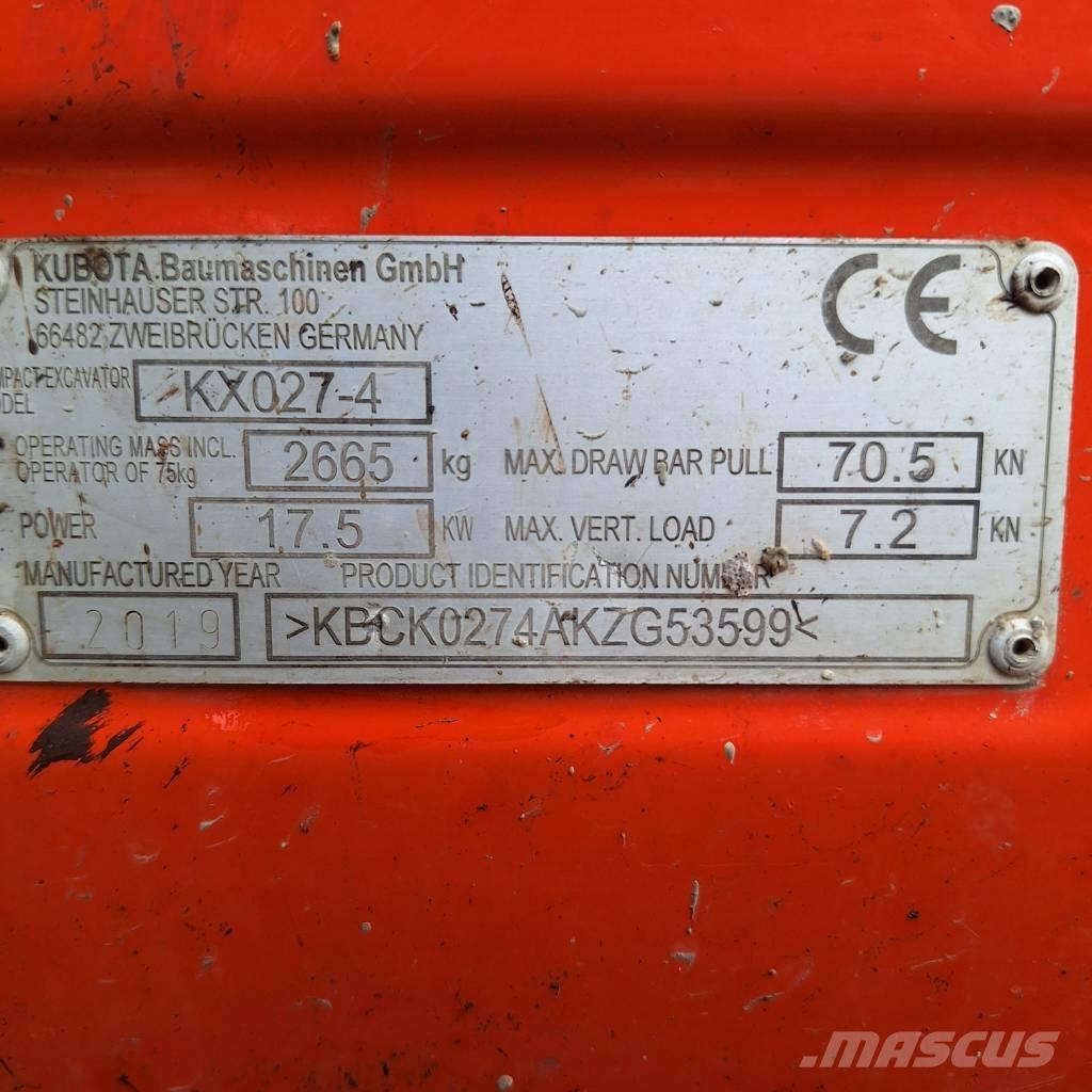 Kubota KX 027-4 ミニ油圧ショベル 7t以下（ミニユンボ・ミニディガー）