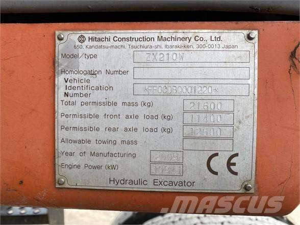 Hitachi ZX 210 W ホイール式油圧ショベル（パワーショベル・ユンボ・バックホー）