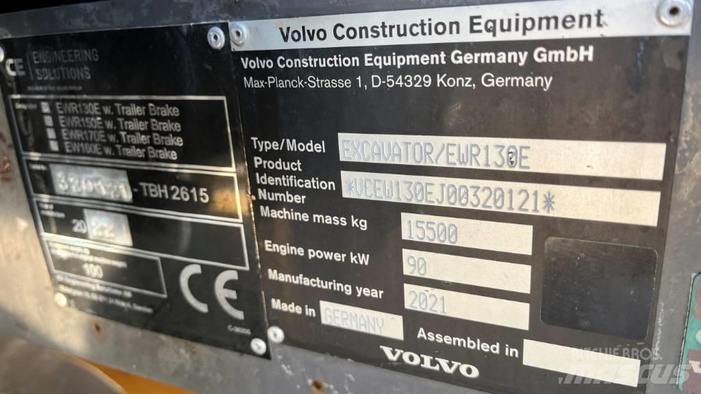Volvo EWR130E ホイール式油圧ショベル（パワーショベル・ユンボ・バックホー）