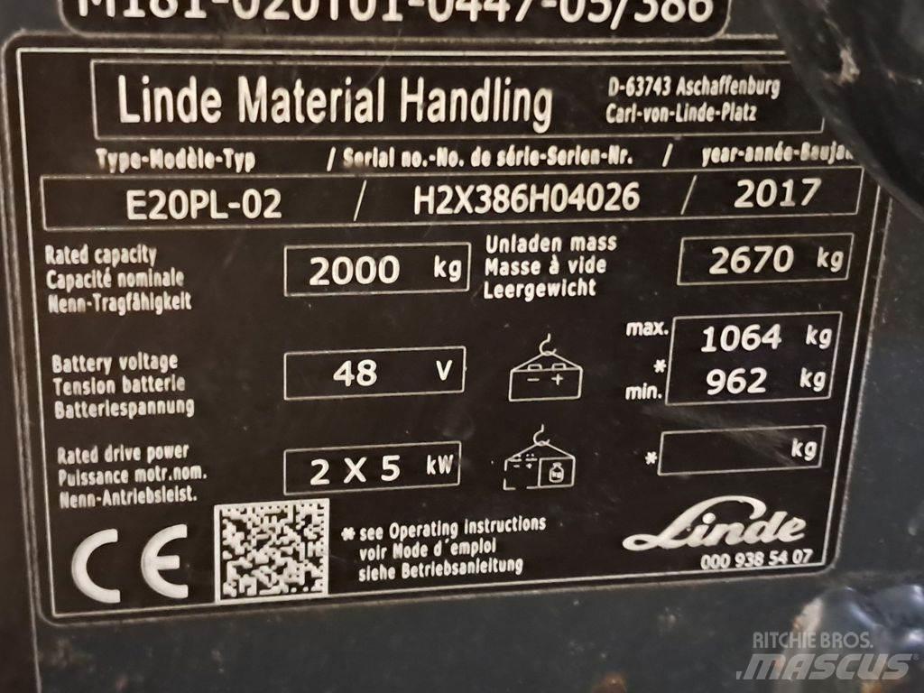 Linde E20PL-02 バッテリーフォークリフト