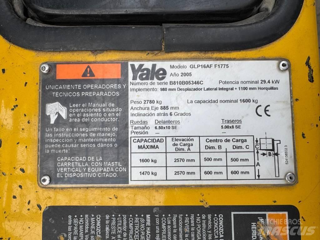 Yale GLP 16 AF F1775 LPGフォークリフト