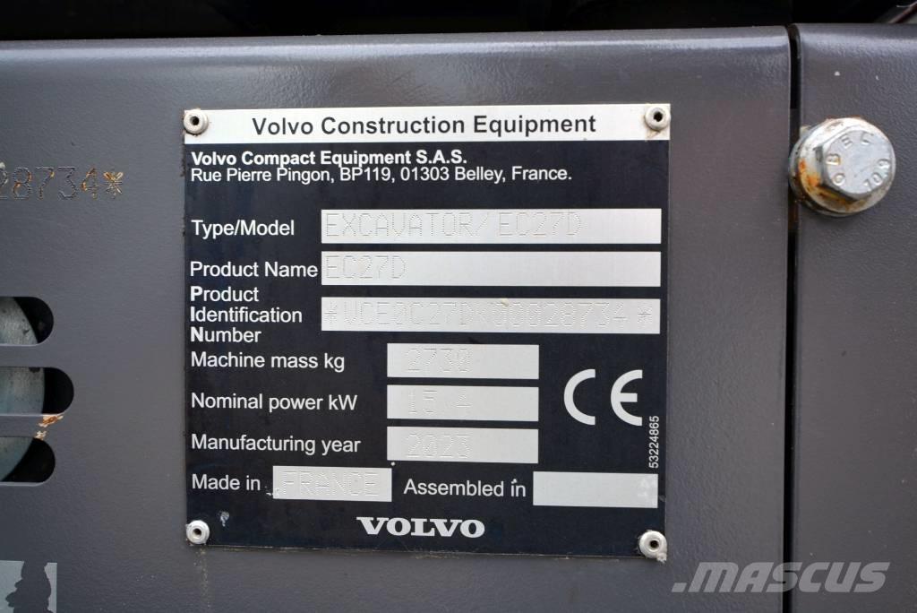Volvo EC 27 D ミニ油圧ショベル 7t以下（ミニユンボ・ミニディガー）