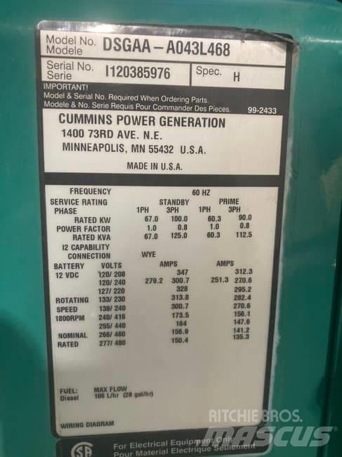 Cummins 105kW ディーゼル発電機
