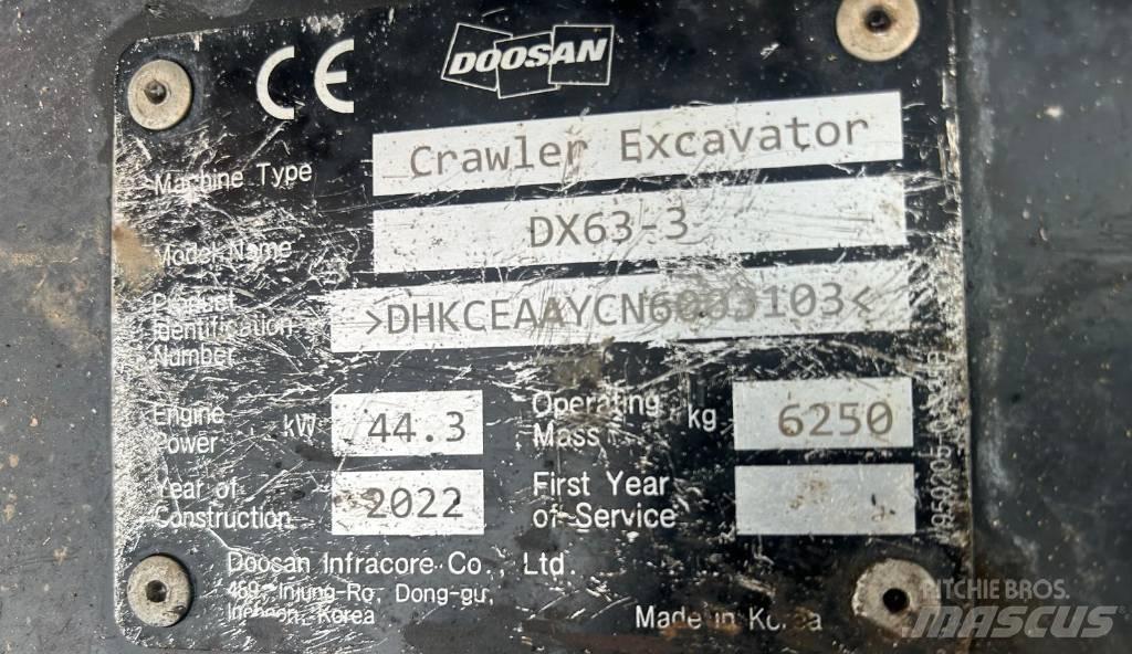 Doosan DX 63-3 大型油圧ショベル12t以上（パワーショベル・ユンボ）