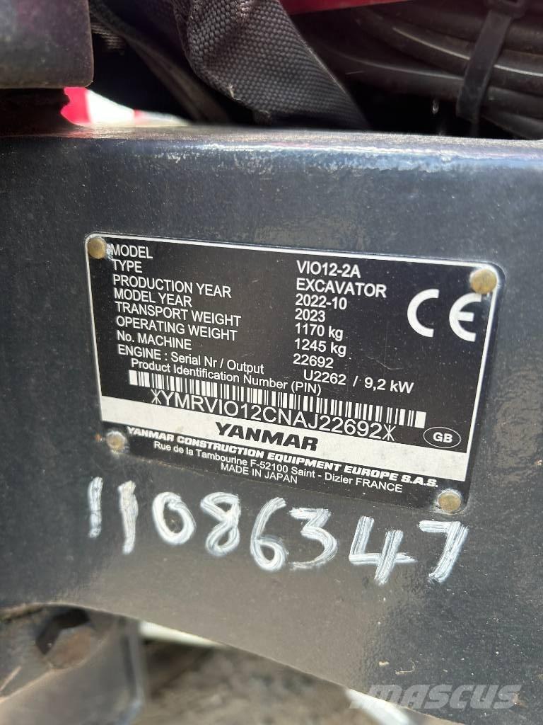 Yanmar VIO12-2A ミニ油圧ショベル 7t以下（ミニユンボ・ミニディガー）