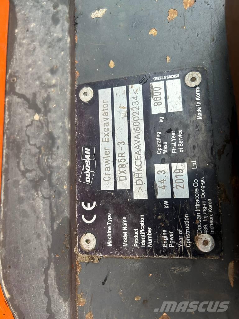 Doosan DX 85 R-3 中型油圧ショベル 7ｔ-12ｔ（ユンボ・パワーショベル・バックホー）