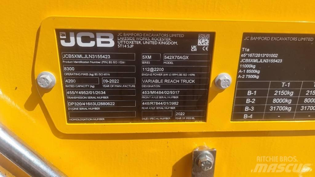 JCB 541-70 Agri Xtra 農業用テレハンドラー