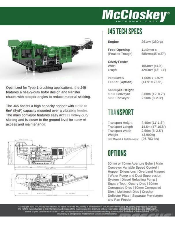 McCloskey J45 クラッシャー固定式