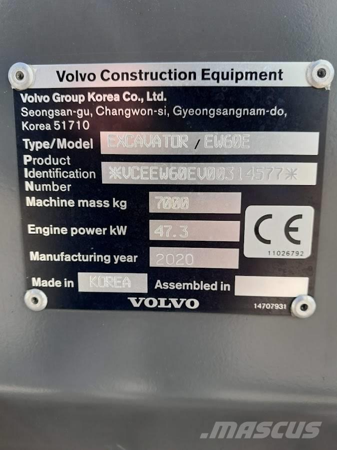 Volvo EW 60 E ホイール式油圧ショベル（パワーショベル・ユンボ・バックホー）