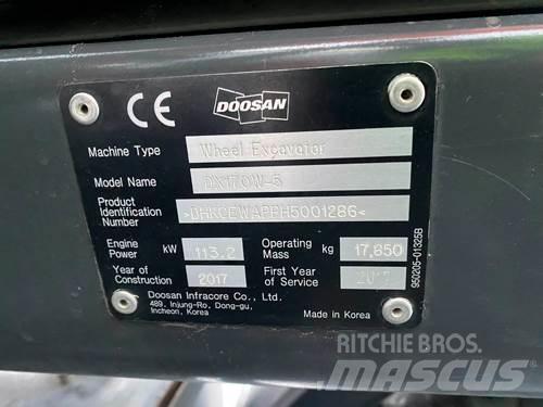 Doosan DX170W-5 ホイール式油圧ショベル（パワーショベル・ユンボ・バックホー）
