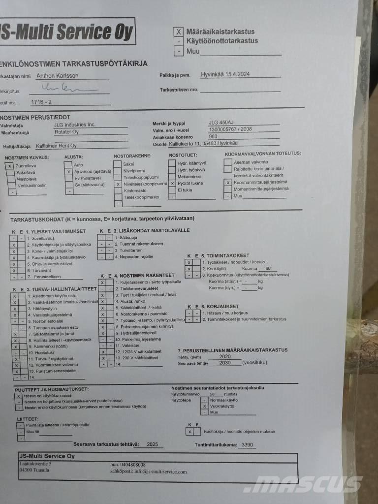 JLG 450 AJ ブームリフト　屈伸型