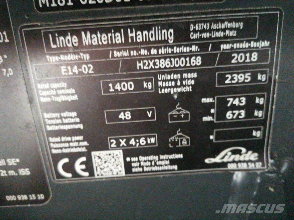 Linde E14-02 バッテリーフォークリフト
