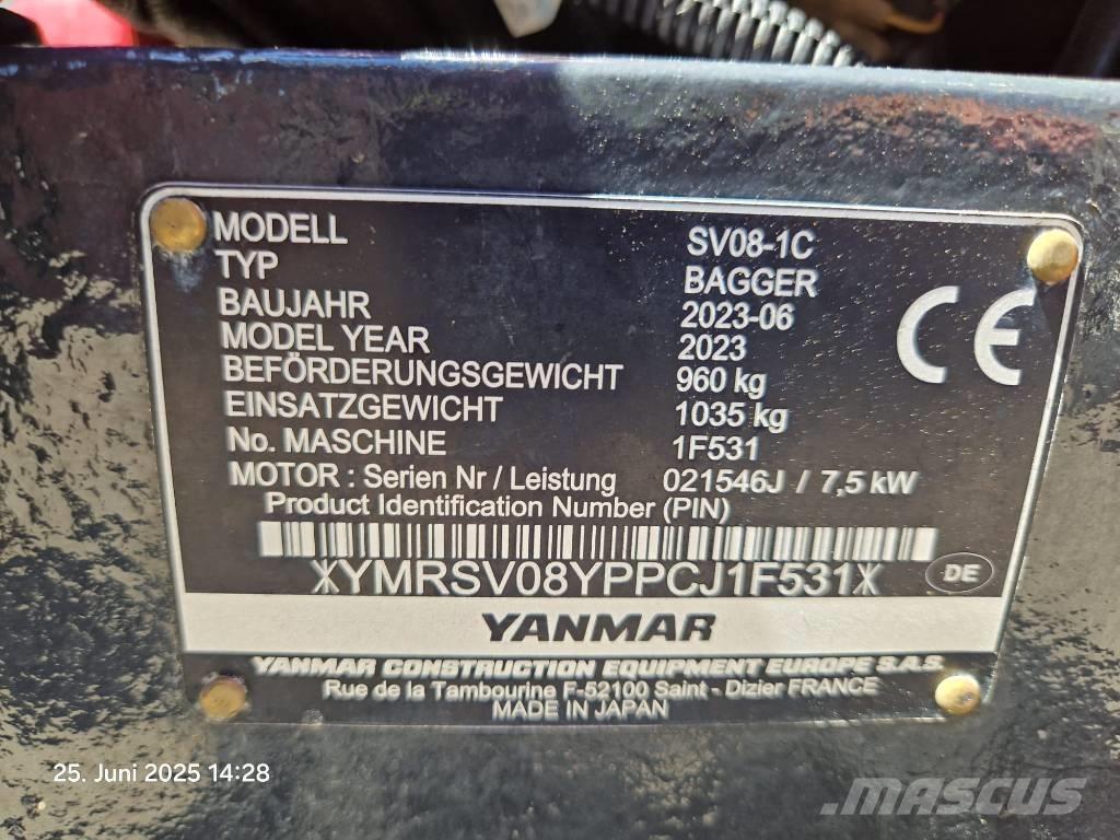 Yanmar SV 08-1 A ミニ油圧ショベル 7t以下（ミニユンボ・ミニディガー）