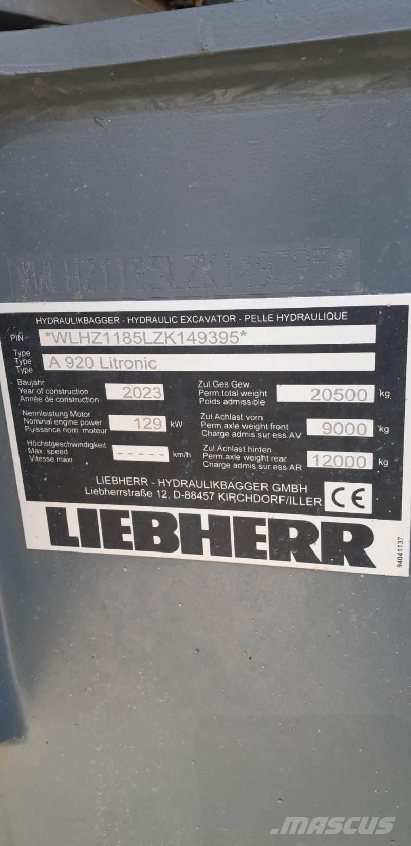 Liebherr A920 ホイール式油圧ショベル（パワーショベル・ユンボ・バックホー）