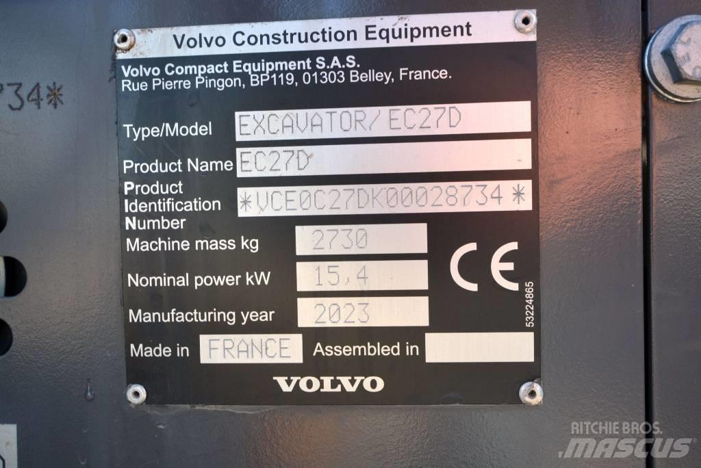 Volvo EC 27 D ミニ油圧ショベル 7t以下（ミニユンボ・ミニディガー）