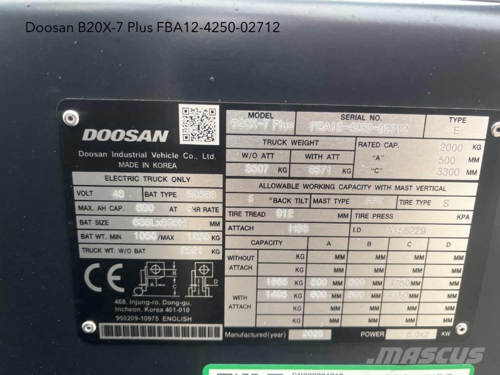 Doosan B 20 X-7 Plus バッテリーフォークリフト