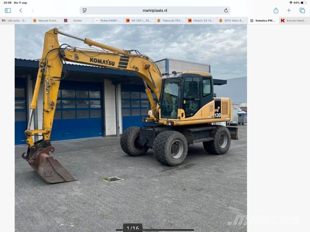 Komatsu PW 130-7K ホイール式油圧ショベル（パワーショベル・ユンボ・バックホー）