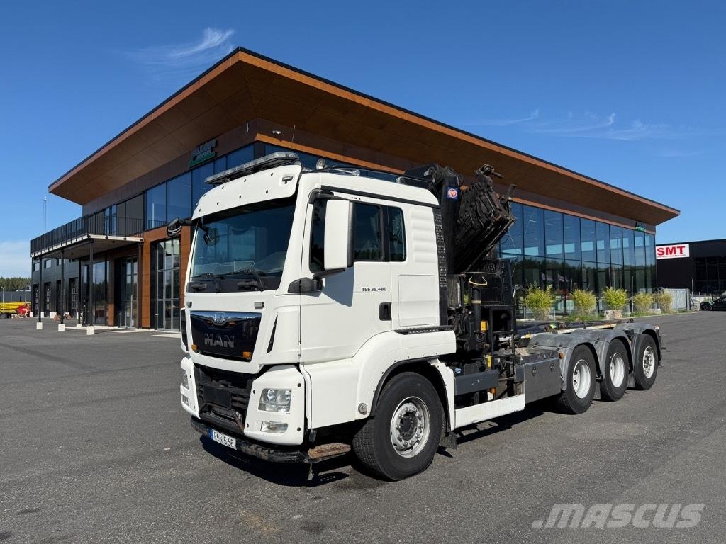 MAN Crane + hook lift クレーントラック、ユニック車