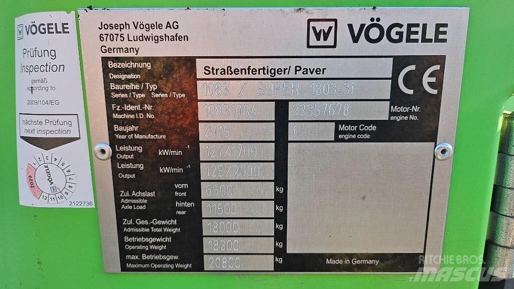 Vögele Super 1803-3i アスファルトフィニッシャ