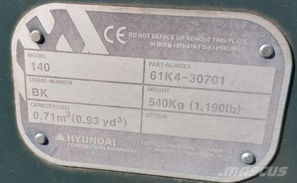 Hyundai 0.7m3_HX140 バケット