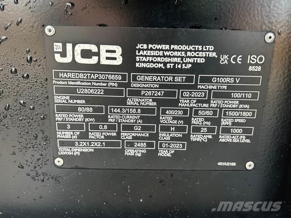 JCB G100RS ディーゼル発電機