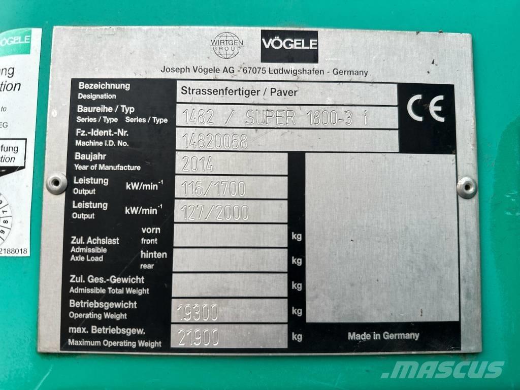 Vögele Super 1800-3i アスファルトフィニッシャ