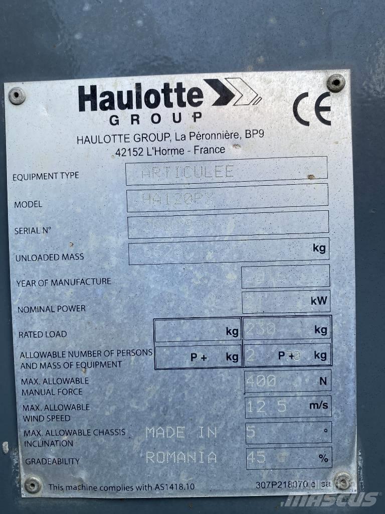 Haulotte HA 120 P ブームリフト　屈伸型