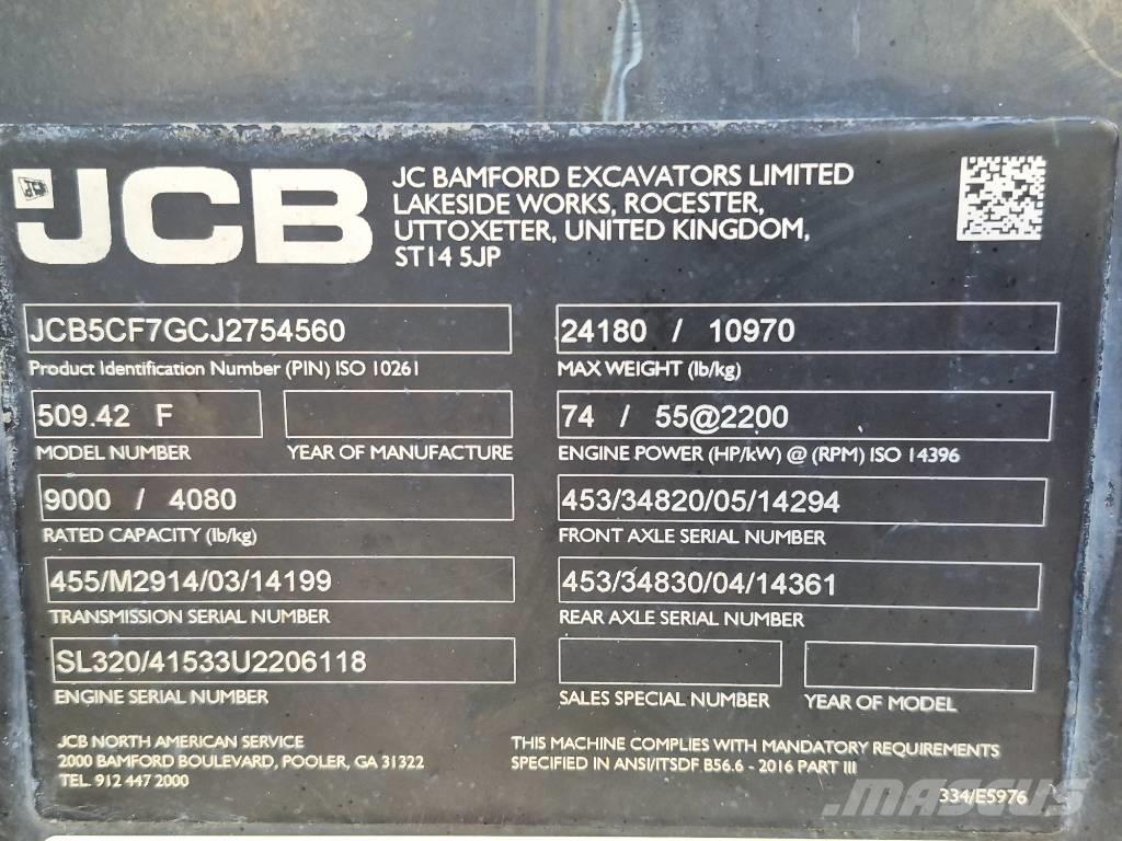 JCB 509-42 テレスコーピックハンドラー