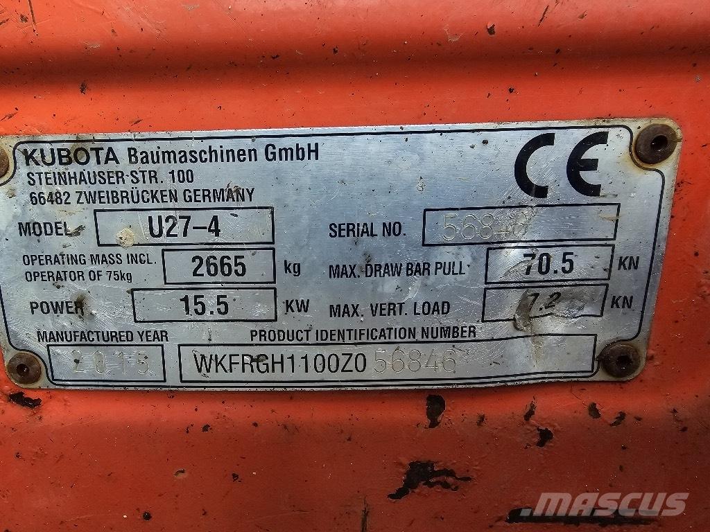 Kubota U 27-4 ミニ油圧ショベル 7t以下（ミニユンボ・ミニディガー）
