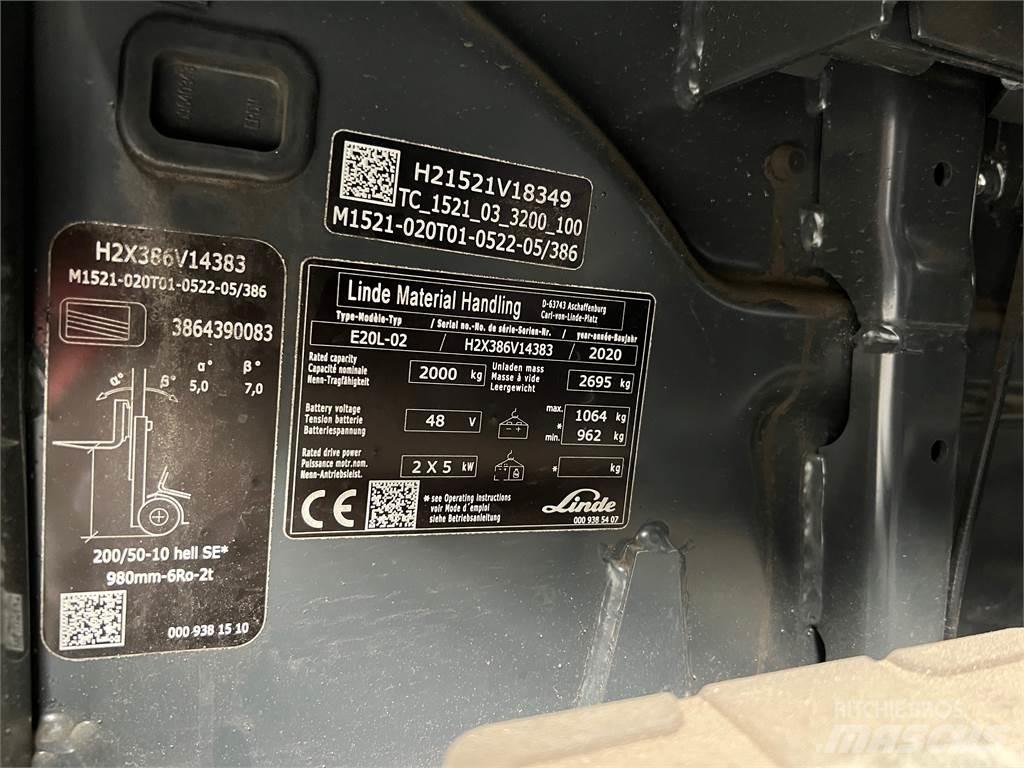 Linde E20L-02 バッテリーフォークリフト
