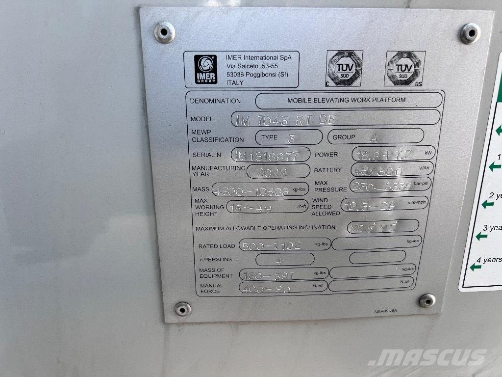 Imer IM 7043 RT DE シザースリフト