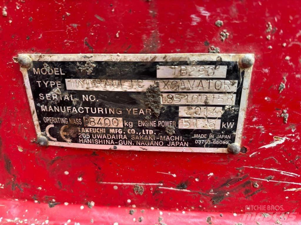 Takeuchi TB290 中型油圧ショベル 7ｔ-12ｔ（ユンボ・パワーショベル・バックホー）