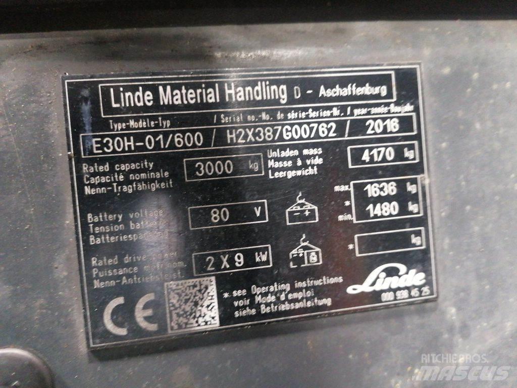 Linde E30H-01/600 バッテリーフォークリフト