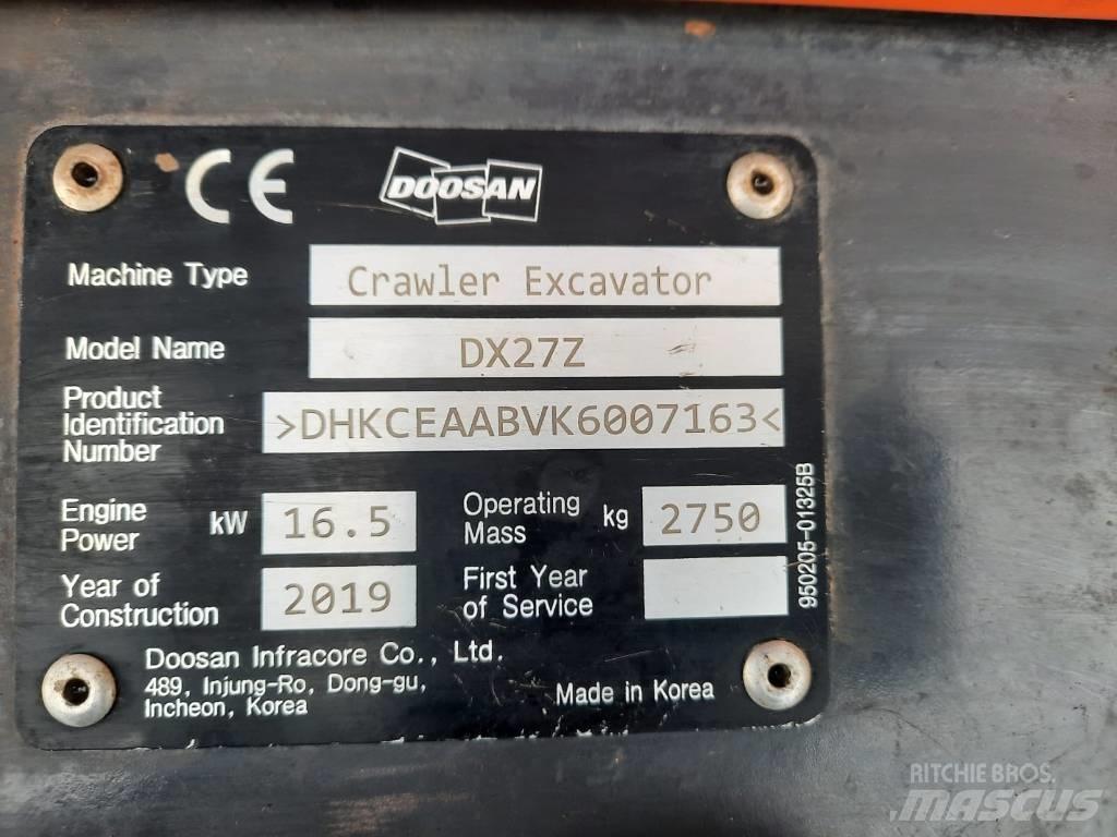 Doosan DX 27 Z ミニ油圧ショベル 7t以下（ミニユンボ・ミニディガー）