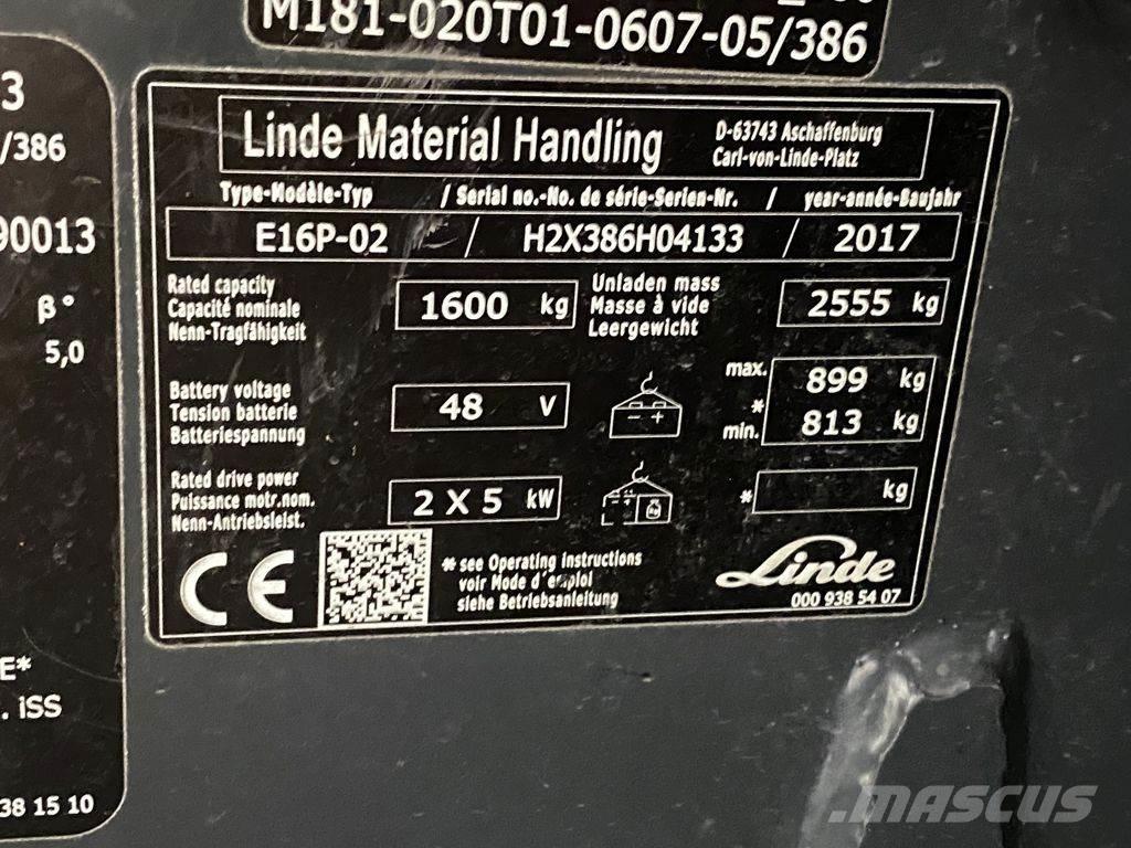 Linde E16P-02 バッテリーフォークリフト
