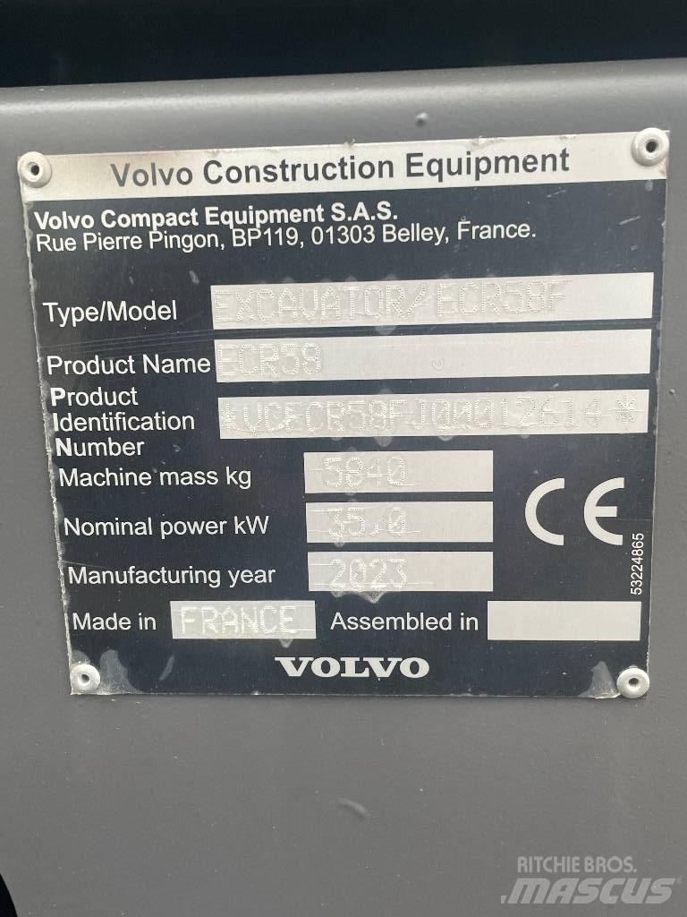 Volvo ECR 58 F ミニ油圧ショベル 7t以下（ミニユンボ・ミニディガー）