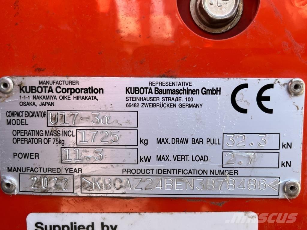 Kubota U 17-3 ミニ油圧ショベル 7t以下（ミニユンボ・ミニディガー）