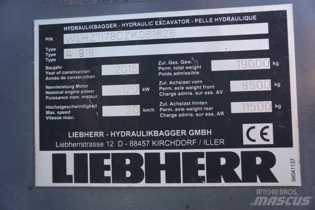 Liebherr A 918 ホイール式油圧ショベル（パワーショベル・ユンボ・バックホー）