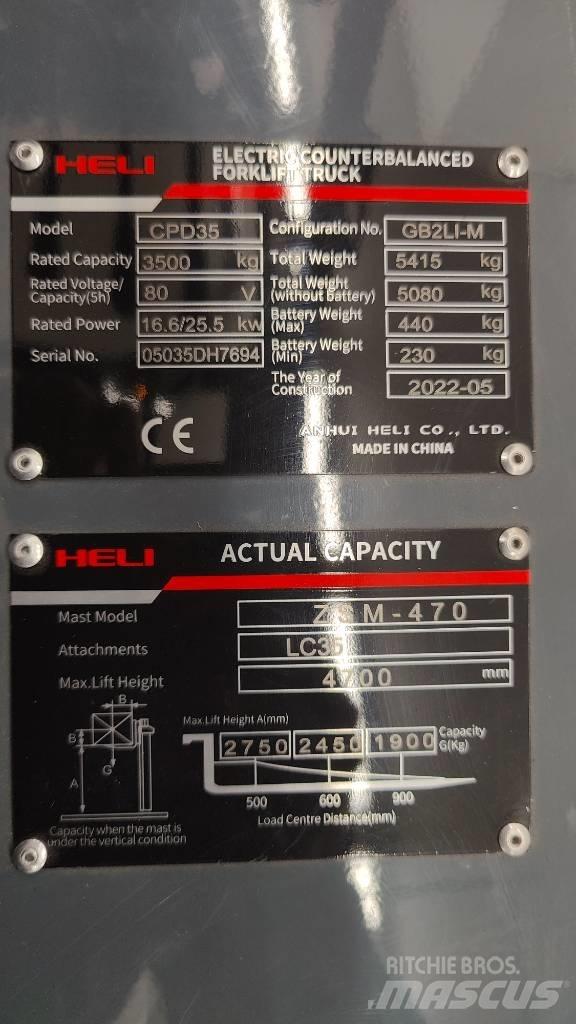 Heli CPD35-GB2LI バッテリーフォークリフト