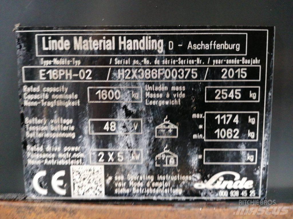 Linde E16PH-02 バッテリーフォークリフト