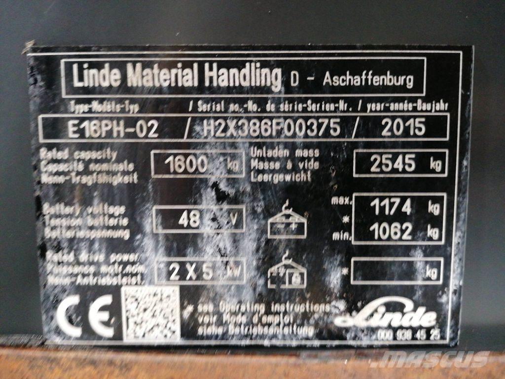 Linde E16PH-02 バッテリーフォークリフト
