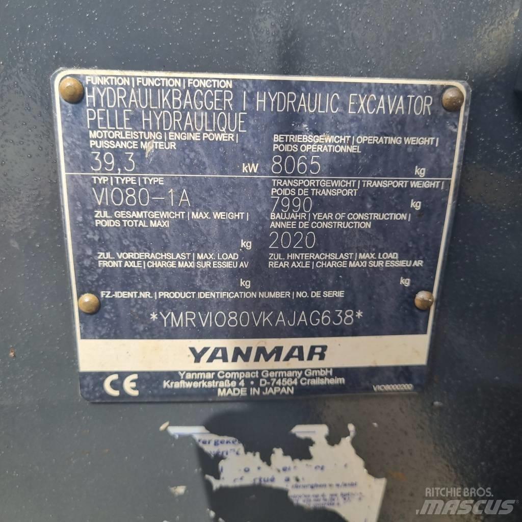Yanmar Vio 80-1A 中型油圧ショベル 7ｔ-12ｔ（ユンボ・パワーショベル・バックホー）