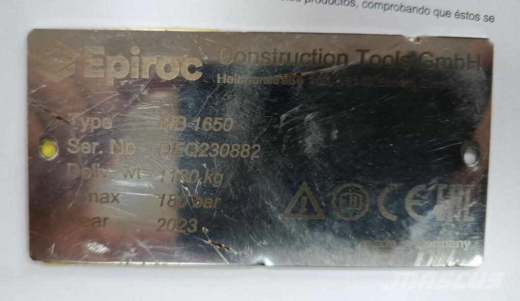 Epiroc MB1650 ハンマー／ブレーカ
