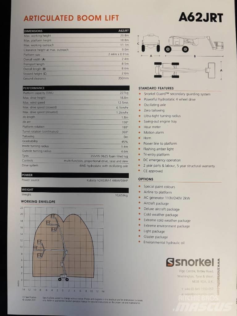 Snorkel A 62 J RT ブームリフト　屈伸型
