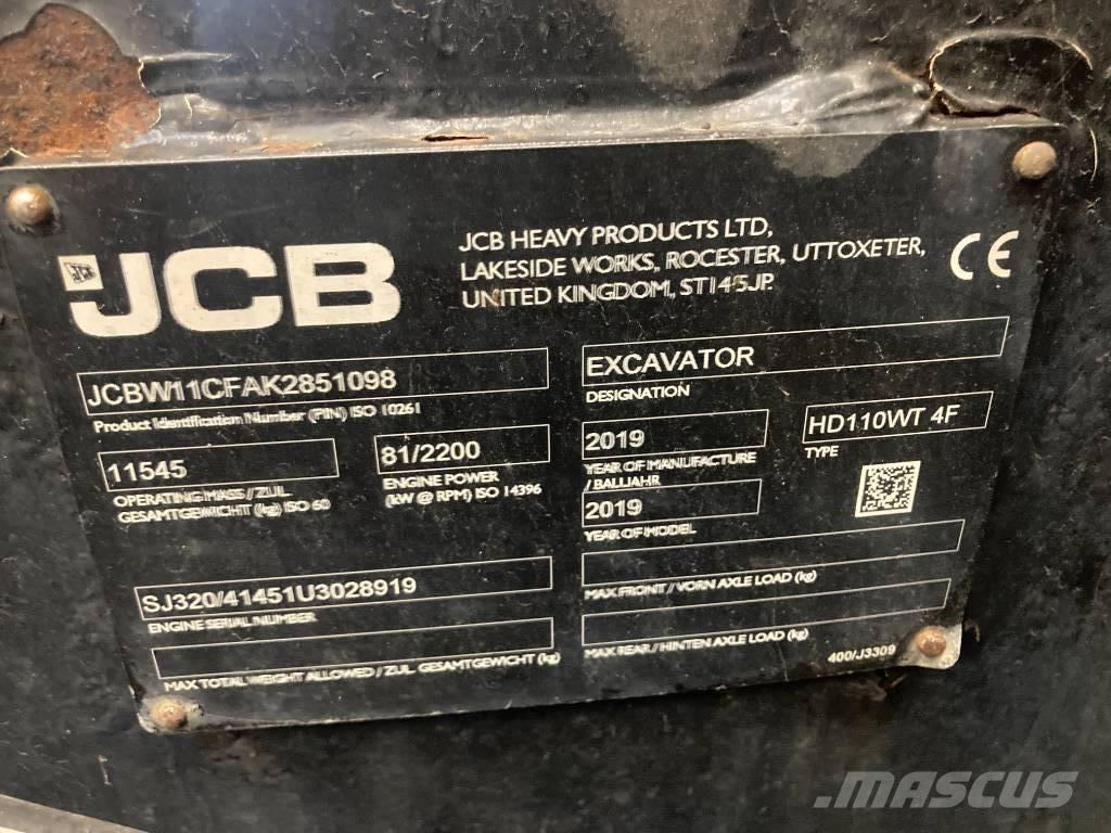 JCB Hydradig HD110W ホイール式油圧ショベル（パワーショベル・ユンボ・バックホー）