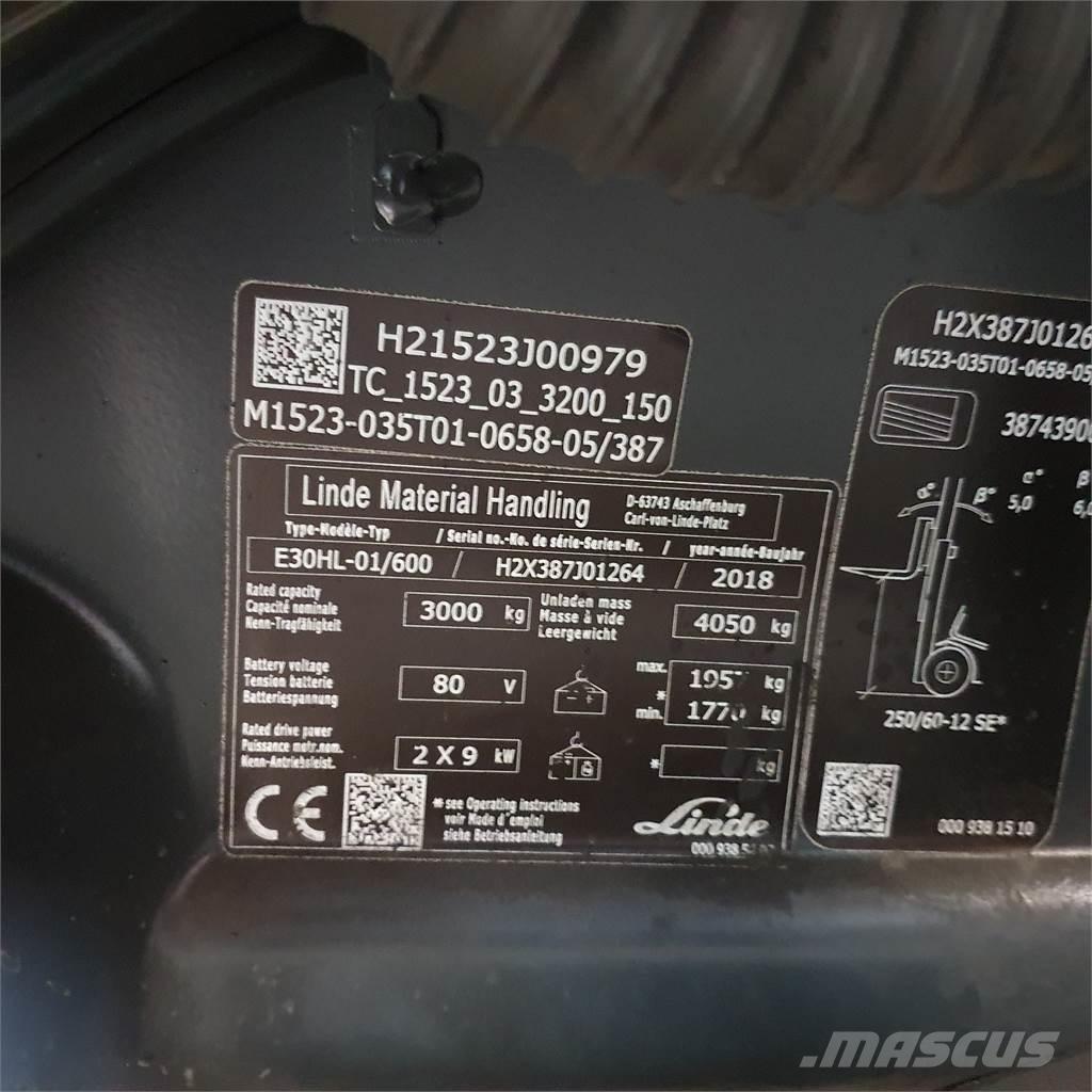 Linde E30/600HL バッテリーフォークリフト
