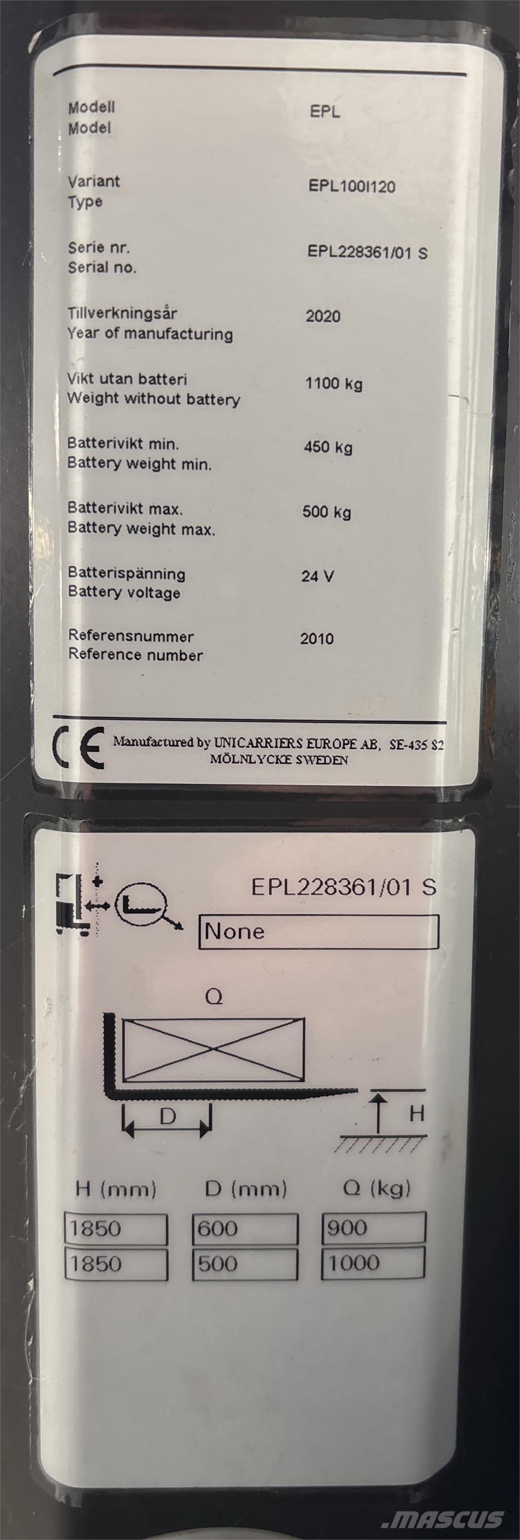 UniCarriers EPL100 低型オーダーピッカー