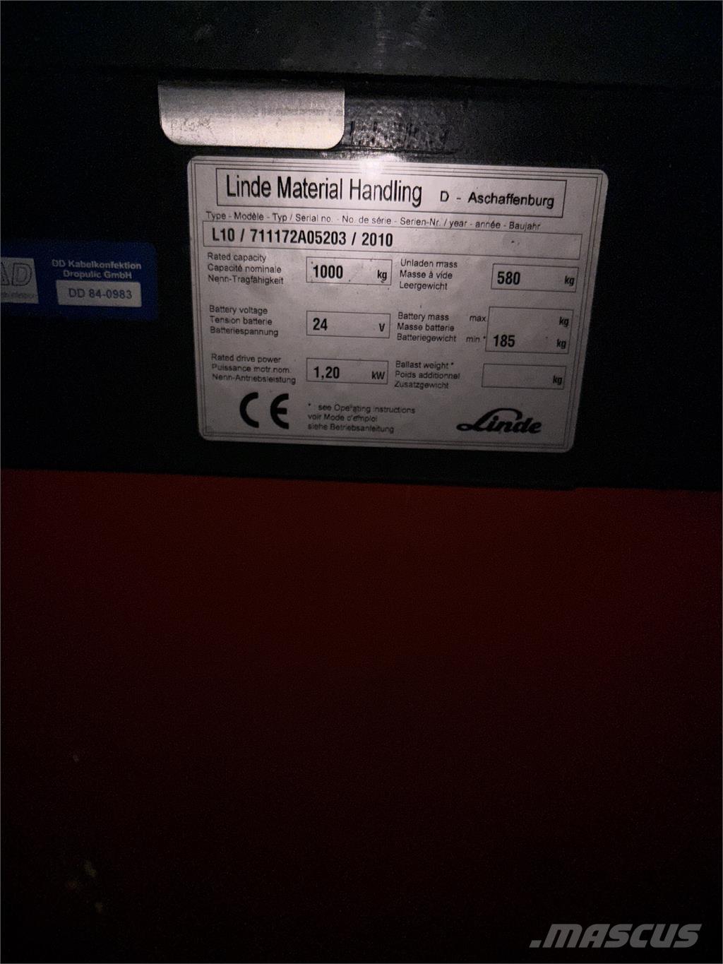 Linde L10 defekt 自走式スタッカー