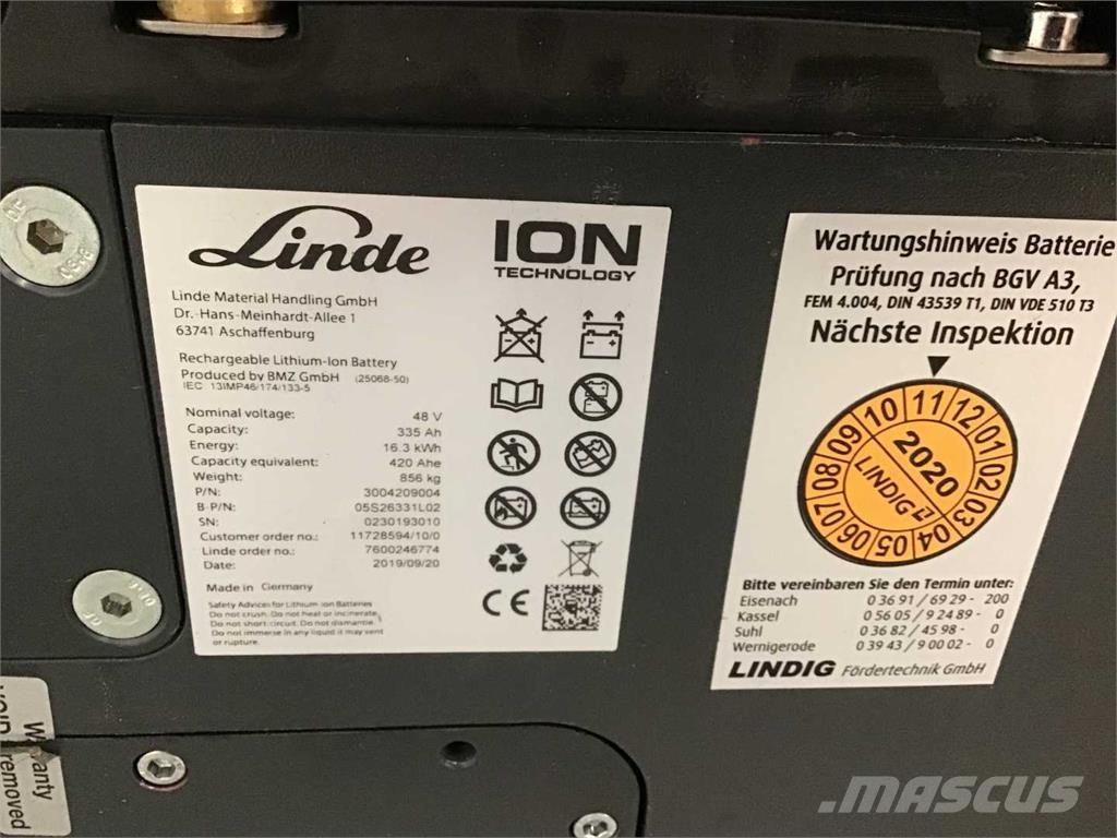 Linde E16 ION バッテリーフォークリフト