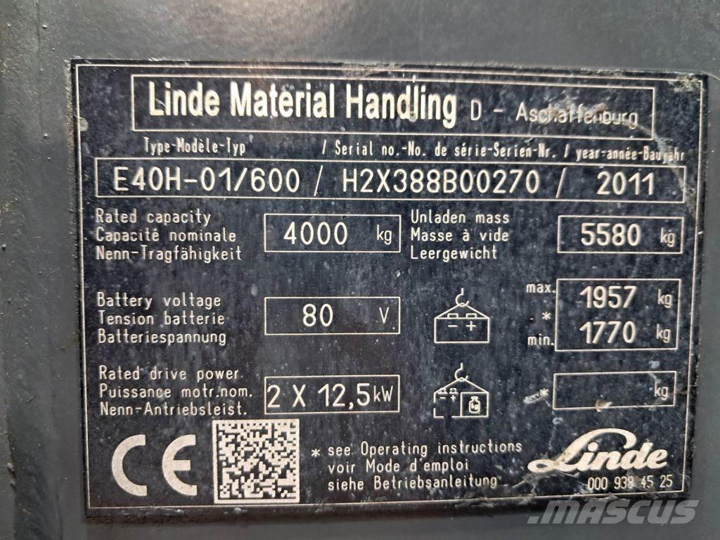 Linde E40H-01/600 バッテリーフォークリフト